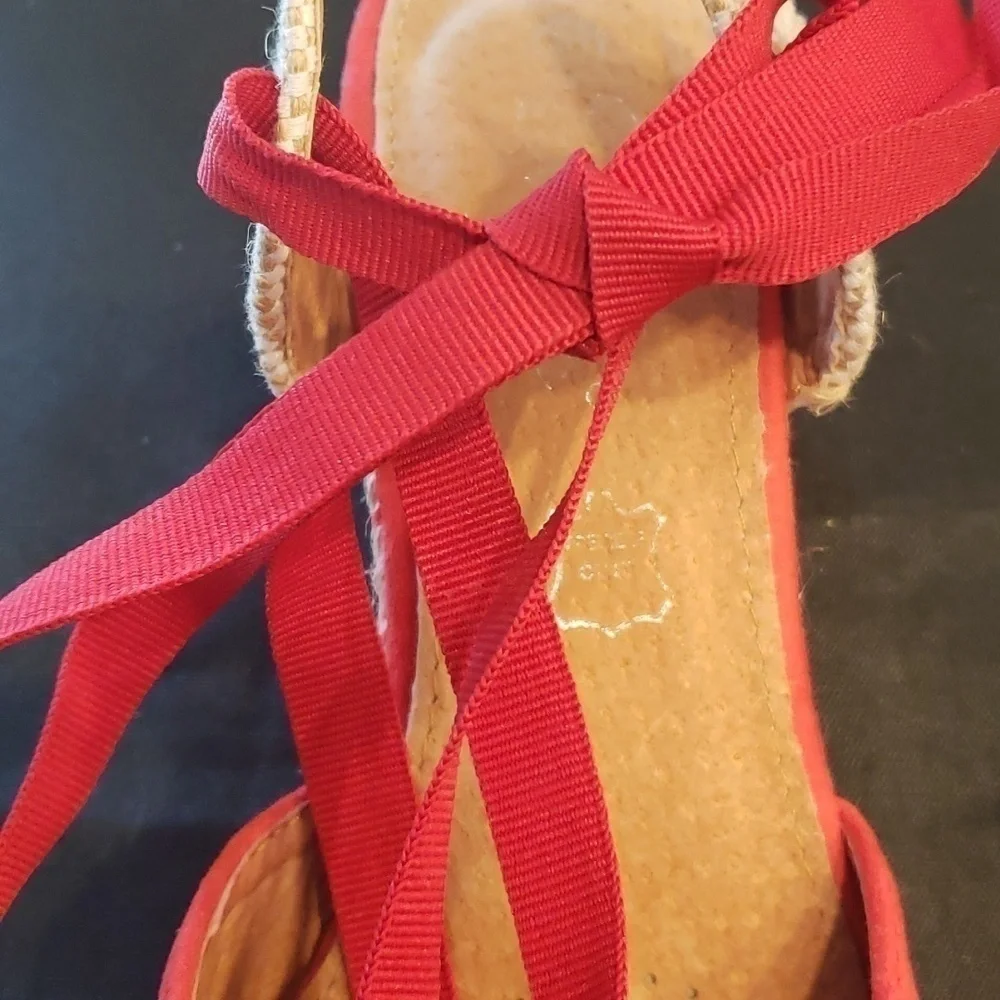 Emella Red suede heeled Esparille sandal